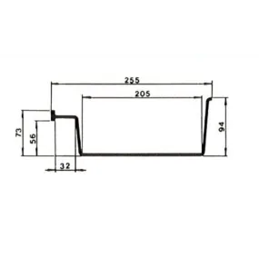 Bakgoot polyester 205 mm grijs dyka