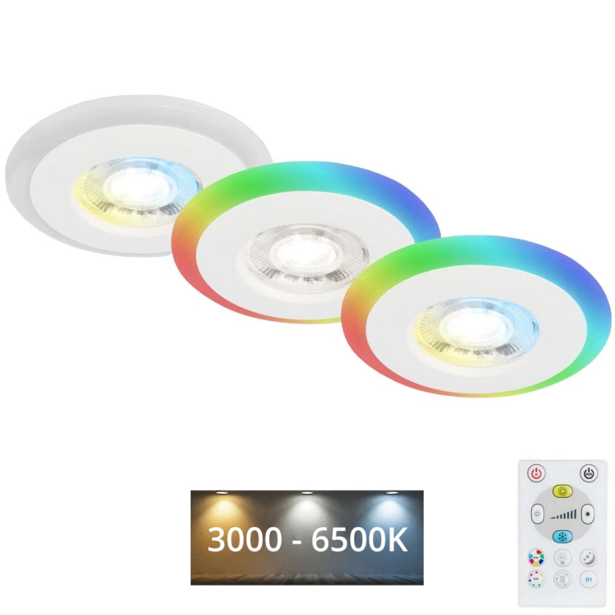 BRILONER  SET 3X LED RGBW DIMBARE EN HANGENDE BADKAMER VERLICHTING LED/5W/230V 30006500K IP44 + AFSTANDSBEDIENING