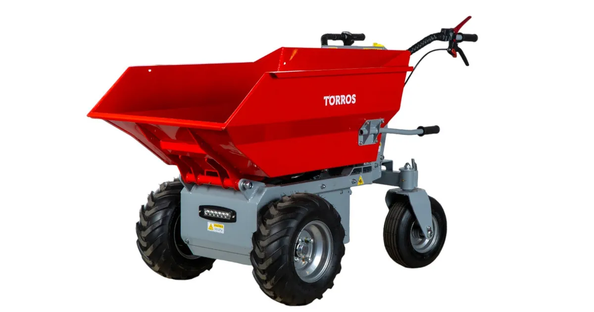 Elektrische dumper 500kg 216 liter met manueel kippen, batterij 48V Torros