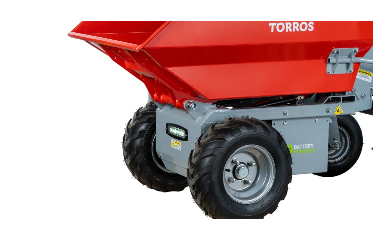 Elektrische dumper 500kg 216 liter met manueel kippen, batterij 48V Torros