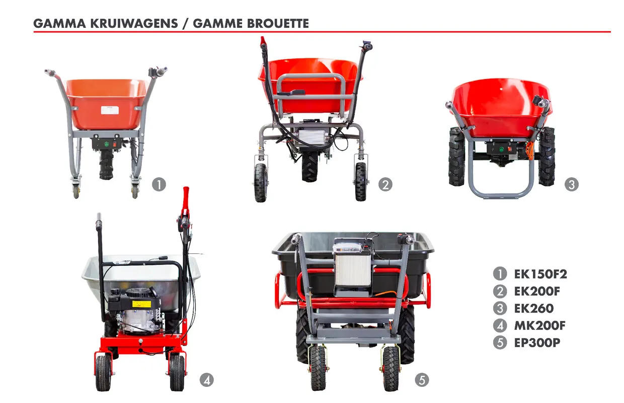 ELEKTRISCHE KRUIWAGEN MET DUBBEL VOORWIEL 100L 260KG  BATTERIJ 40V / 6AH TORROS