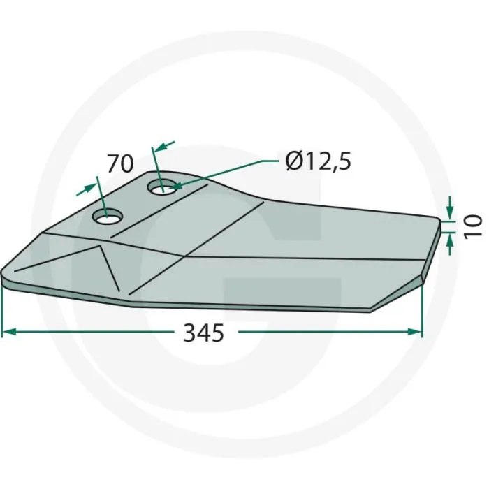 GANZEVOETBEITEL RECHTS  FL 35 D  345 X 10 MM  LEMKEN