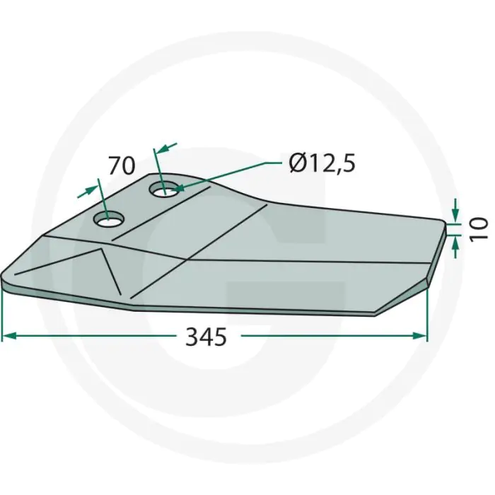 Ganzevoetbeitel rechts - fl 35 d - 345 x 10 mm - lemken