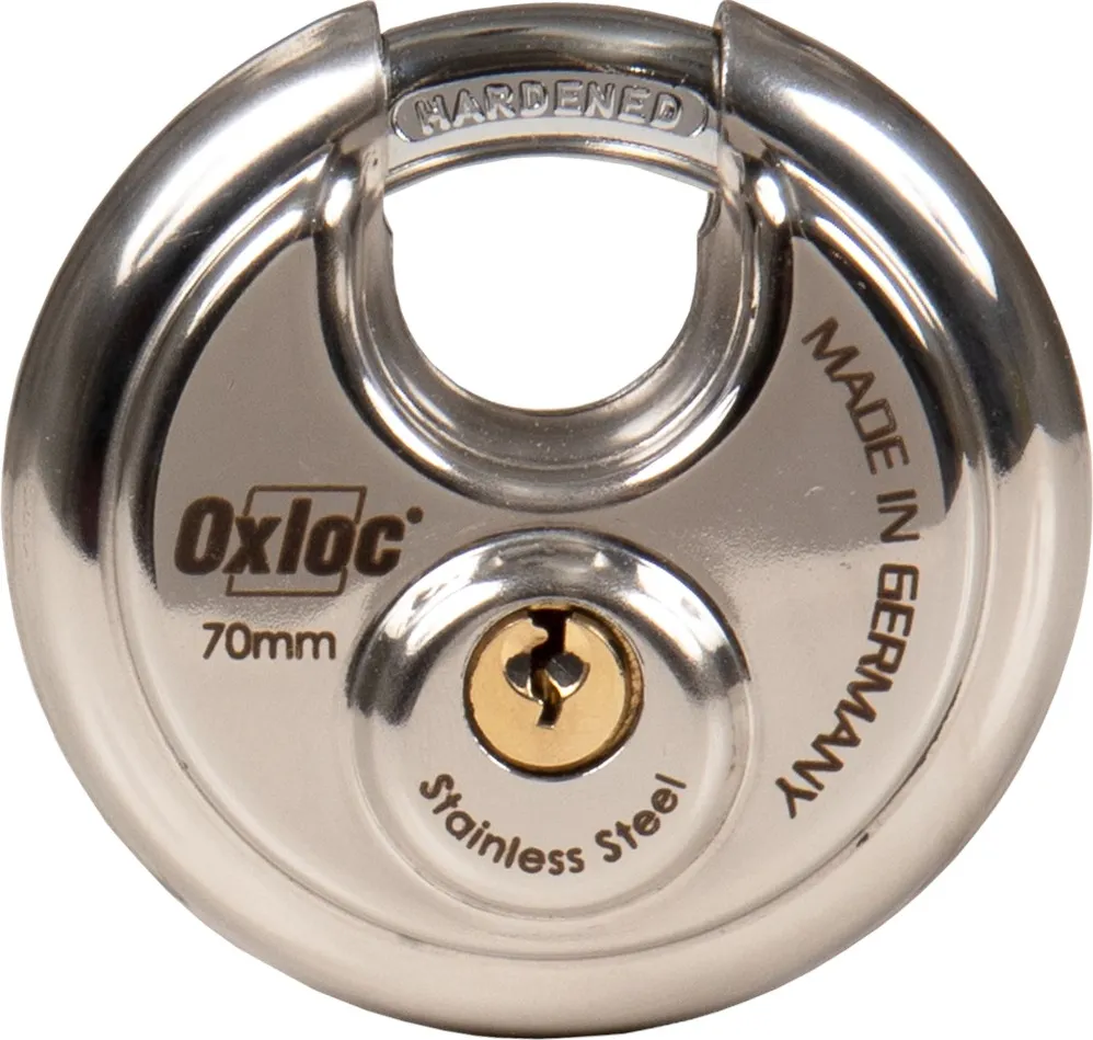 HANGSLOT DISCUS RVS  OXLOC CE gehard stalen rvs beugel*