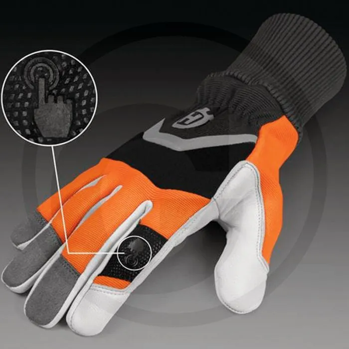 HUSQVARNA SCHNITTSCHUTZHANDSCHUH FUNCTIONAL SCHNITTSCHUTZKLASSE 0  ZIEGENLEDER, TOUCHSCREENFUNKTION, EN ISO 113934:2019 KLASS