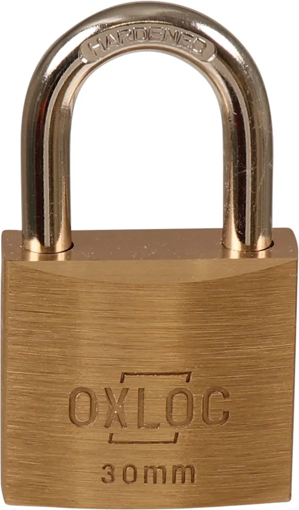 OXLOC HANGSLOT MESSING BREEDTE: 30MM MET GEHARDE BEUGEL GELIJKSLUITEND MET 2 SLEUTELS