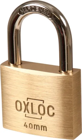 OXLOC HANGSLOT MESSING BREEDTE: 40MM MET GEHARDE BEUGEL GELIJKSLUITEND MET 2 SLEUTELS