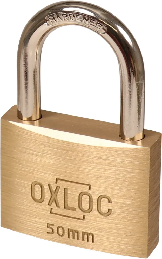 OXLOC HANGSLOT MESSING BREEDTE: 50MM MET GEHARDE BEUGEL GELIJKSLUITEND MET 2 SLEUTELS