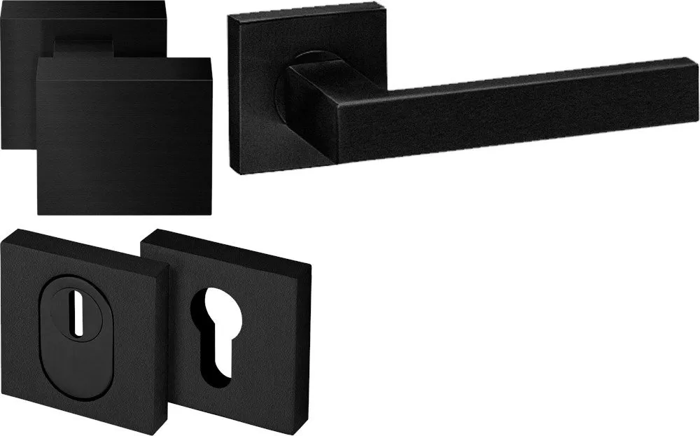 OXLOC KNOP/KRUKGARNITUUR RVS ZWART RECHTS VIERKANT 53X53MM  1219659