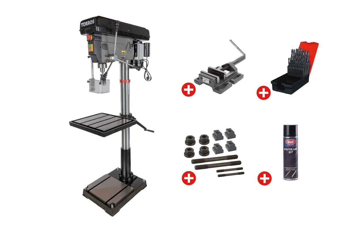 Professionele kolomboormachine boren tot ø 32 mm MK4 1,5 kW 230V met essentiiële toebehoren en koeleenheid Torros