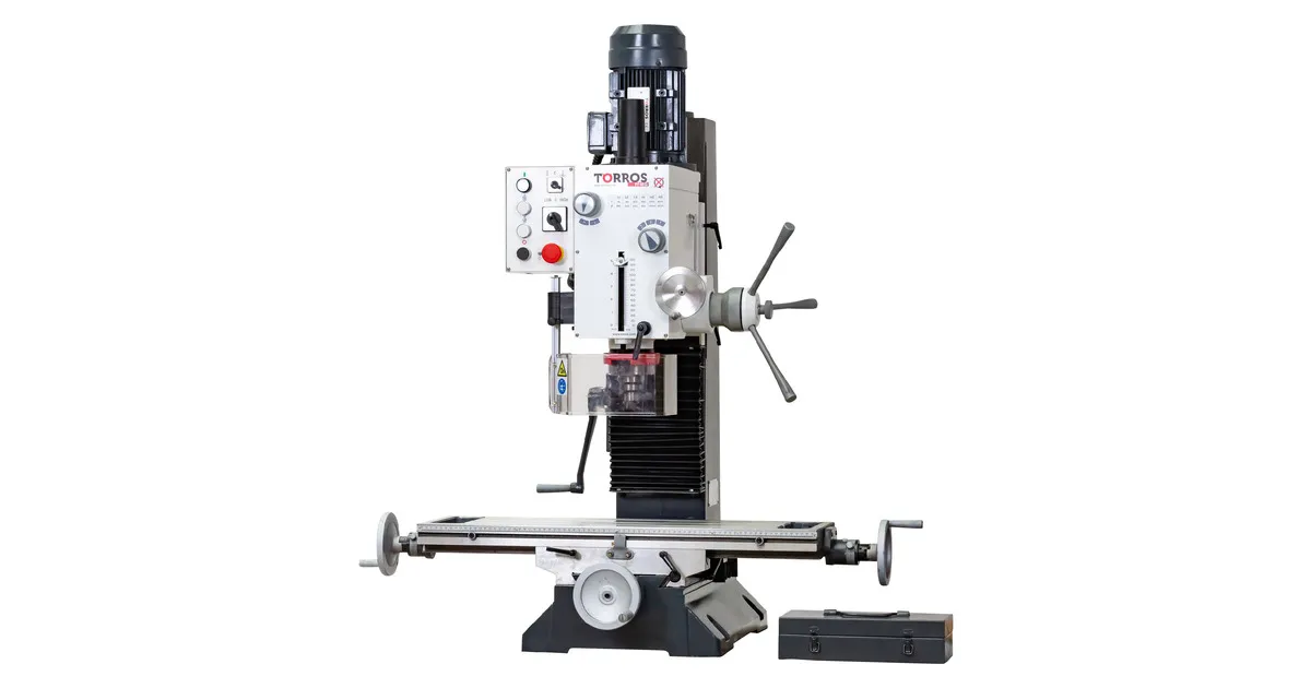 Tandwiel aangedreven boorfreesmachine X 450 mm Y 200 mm Z 430 mm MK4/M16 1,5 kW 400V tapfunctie Torros