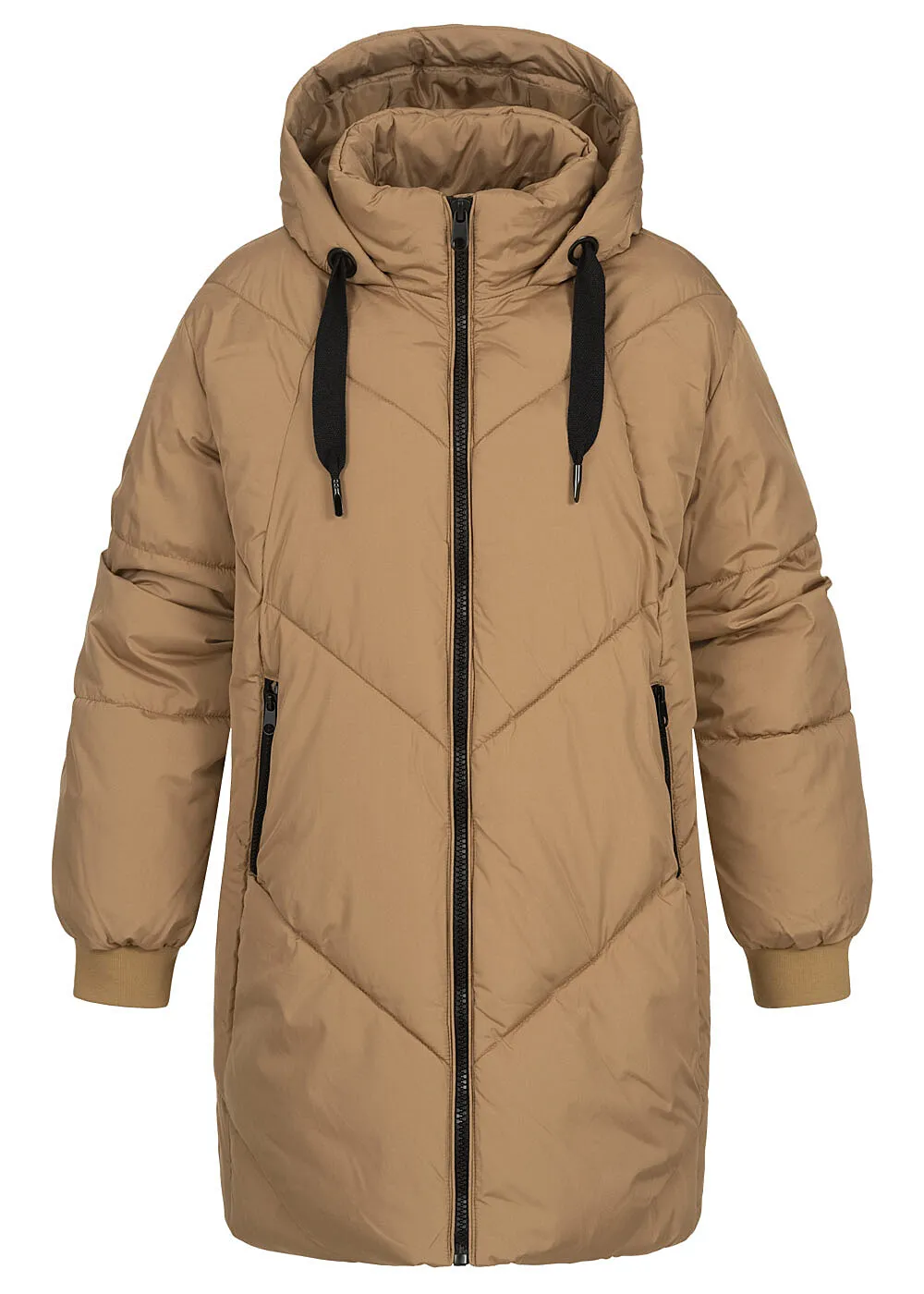 Vero Moda Dames Gewatteerde jas met kap en 2 ritszakken bruin