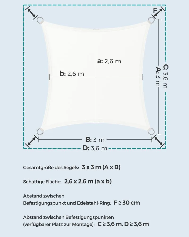 ZONNEZEIL  3 X 4 M  VAN SCHEURVAST POLYESTER  WIT