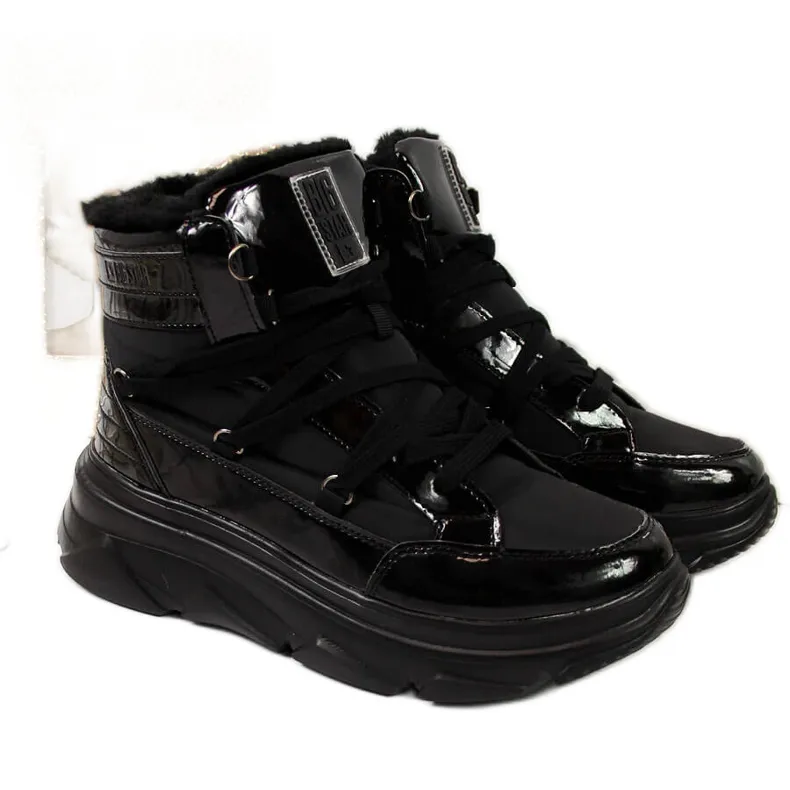Zwarte dames snowboots met plateauzool Big Star II274311